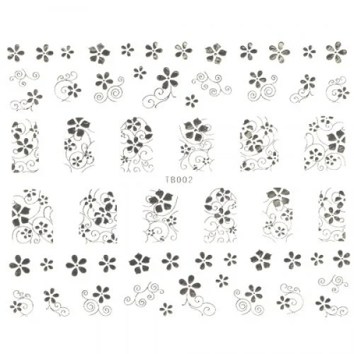 3D Full Cover Metallic Sticker - silber Selbstklebende Nagelaufkleber Nagelsticker