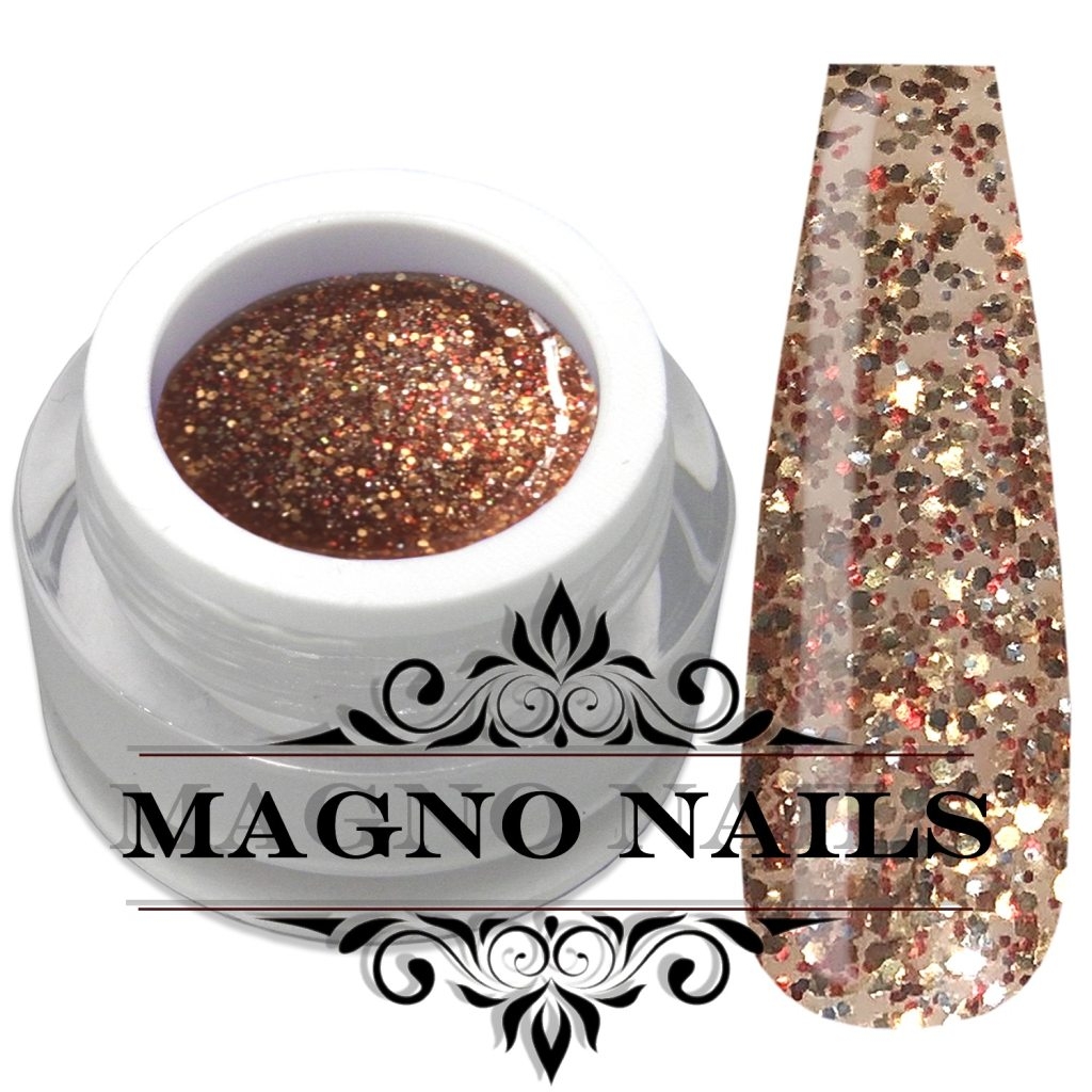 Braunes Glitter Gel mit Multicolor Rot glitter