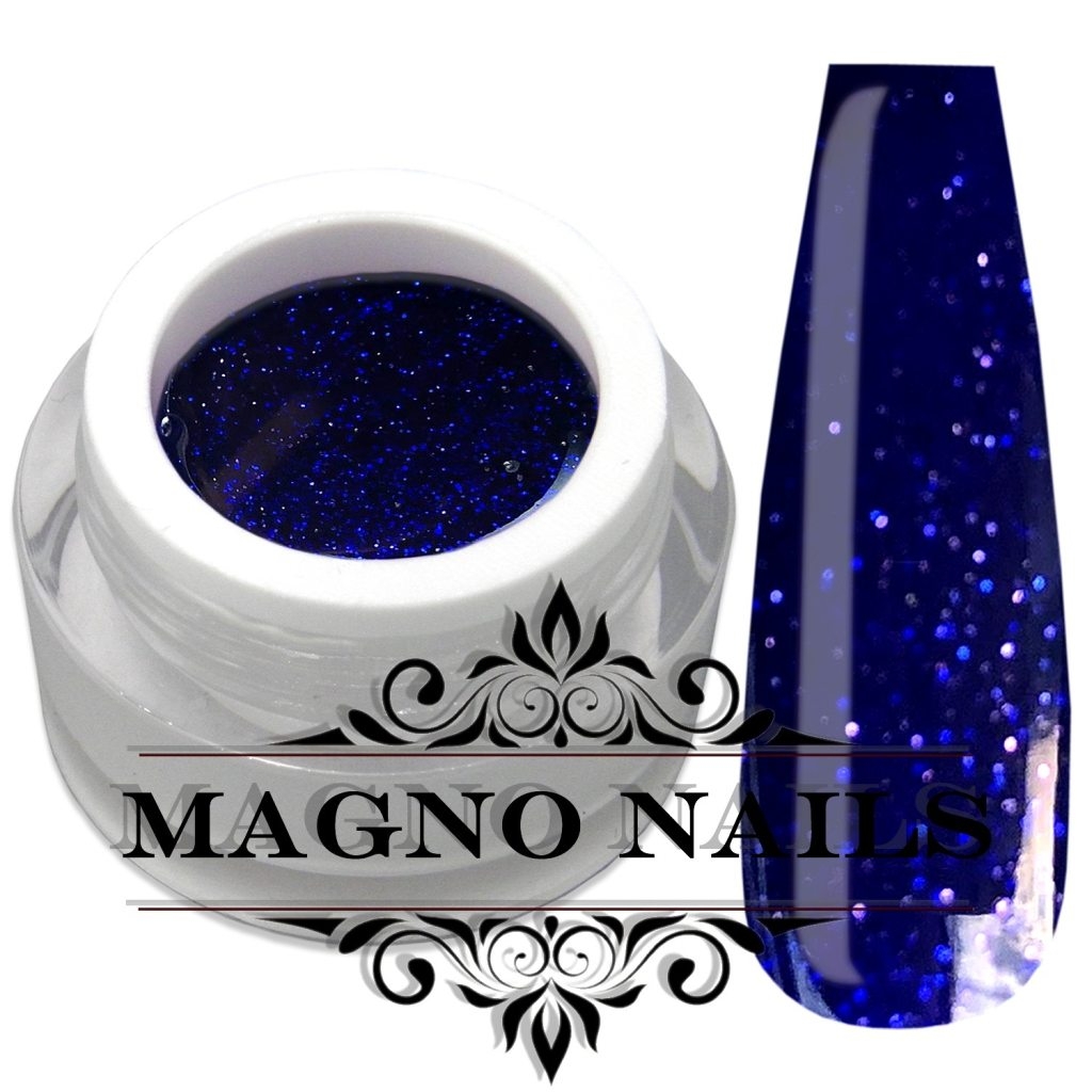 Königsblaue Glitter Gel deckend