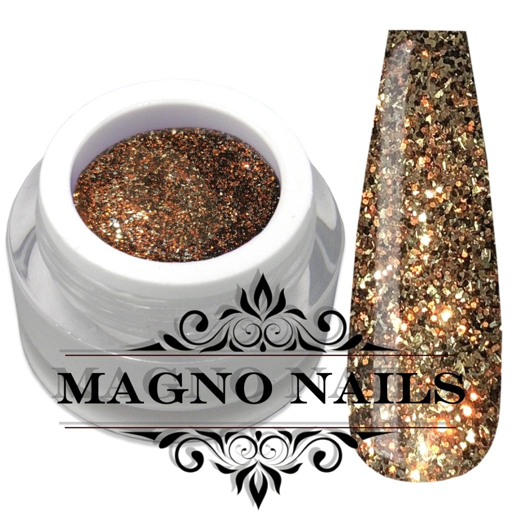 UV Gel - 1353 - Glitter Gel - Gold Crush braun Glitzer Gel Glitzergel Nageldesign Nägel Nails Nagelstudio