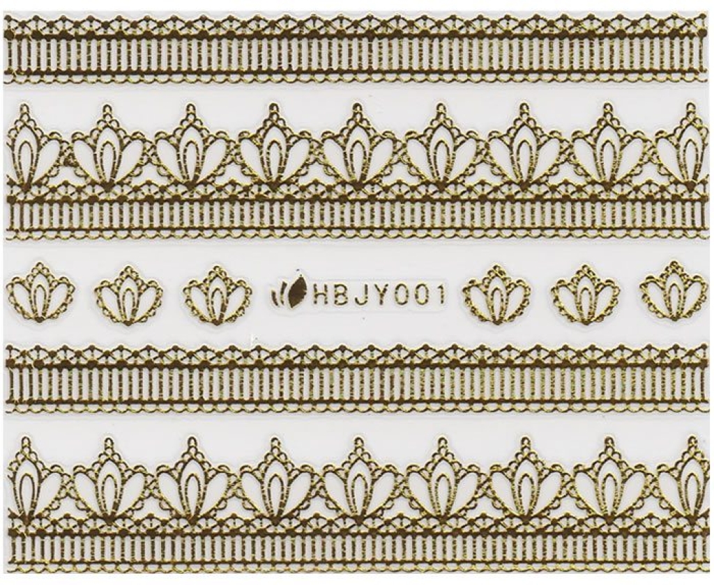 3D Lace Metallic Sticker - gold Ornamente Seblstklebende Aufkleber Nagelsticker Nagelaufkleber