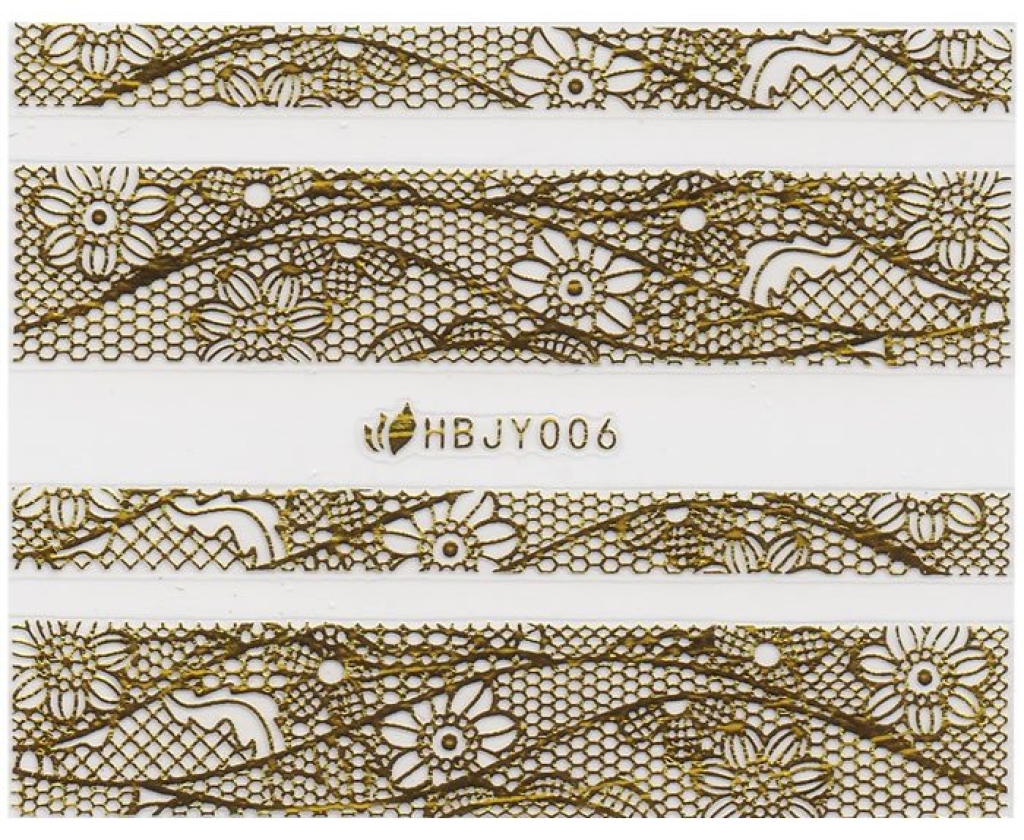 3D Lace Metallic Sticker - gold Ornamente Seblstklebende Aufkleber Nagelsticker Nagelaufkleber