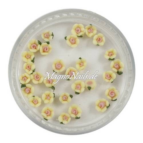 3D Einlegemotive - Keramik Blumen gelb 3mm Nail Art Nailart Schmuck