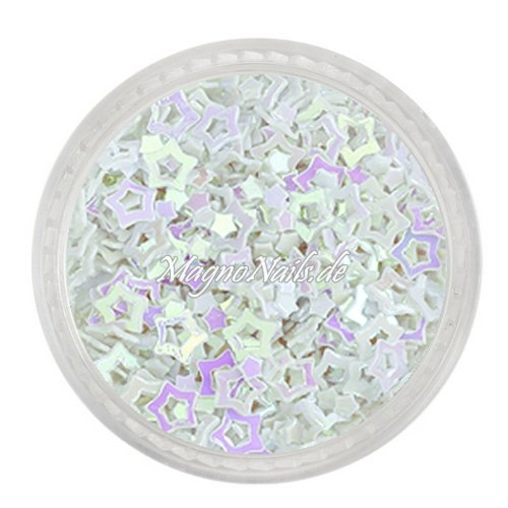 Glitter Shapes - Einlegemotive - Sterne gelocht weiß Nail Art Nails Nagel Nögel Nailart Einleger