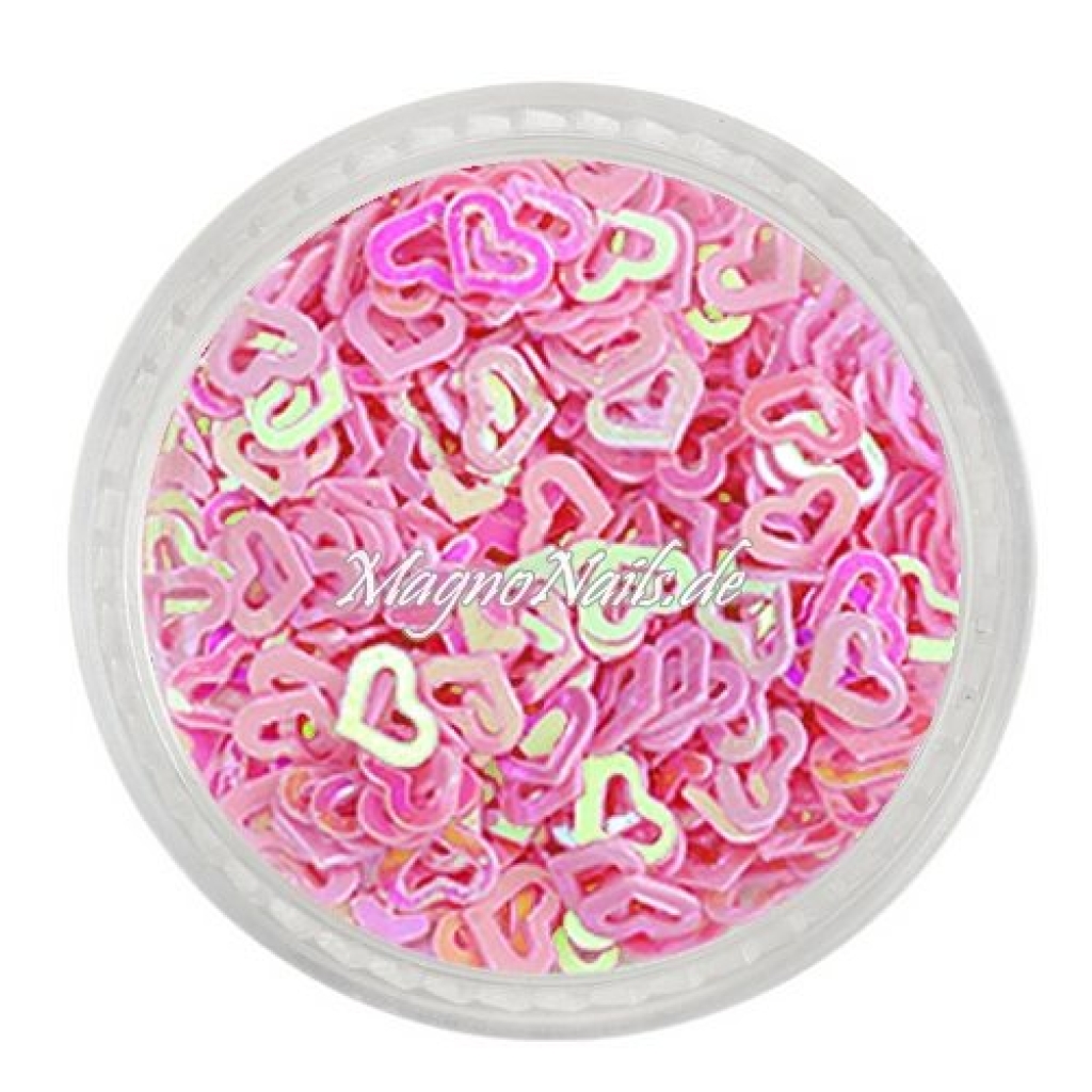 Glitter Shapes - Einlegemotive - Herzen gelocht pink Nail Art Nails Nagel Nögel Nailart