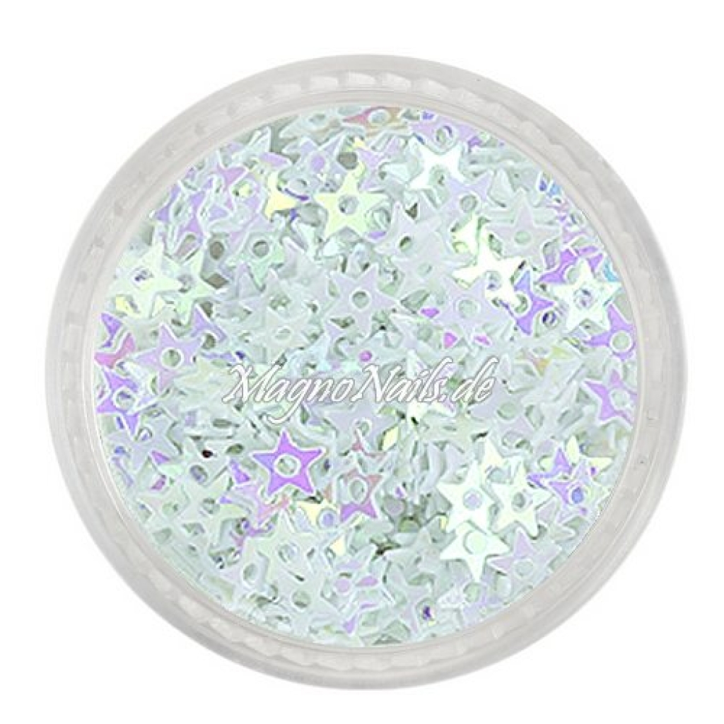 Glitter Shapes - Einlegemotive - Sternchen gelocht weiß Nail Art Nails Nagel Nögel Nailart Einleger