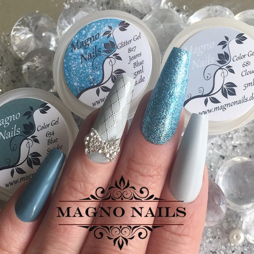 Hell Blau Gru Overlay Nail Art winternägel Winter Nageldesign Ideen
