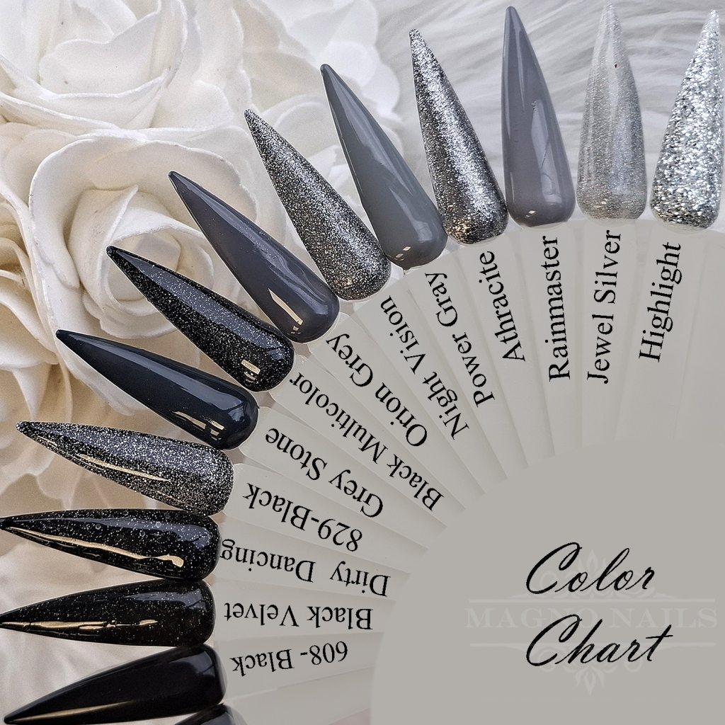 Farben aufgetragen Tips Nägeldesign Nails schwarz silber grau