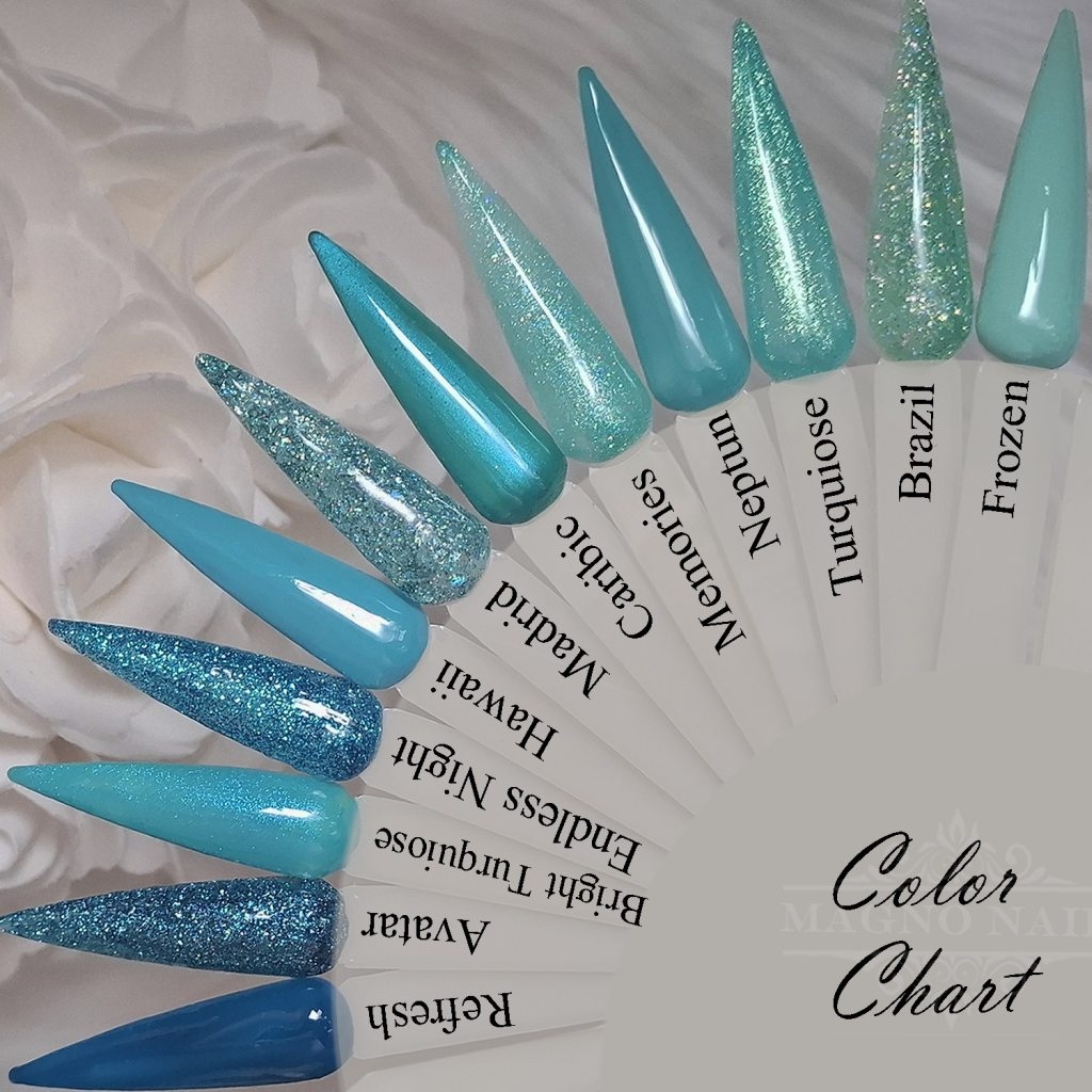 Hell Dunkel Mint Turquiose Farbpalette Farb Tips Nageltips