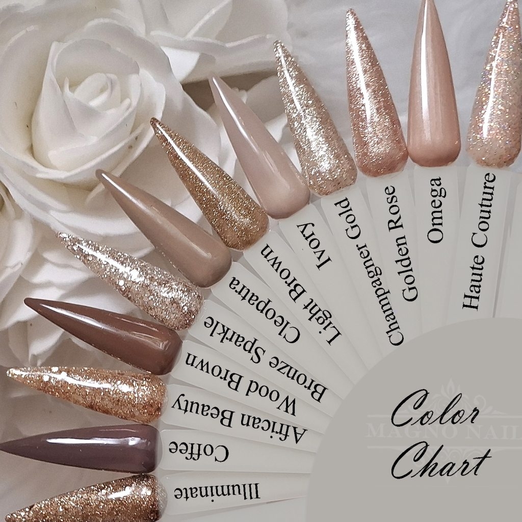 Herbst Braun Nude Glitzer Glitter Farbpalette Nägel Farbkarte Nageltips