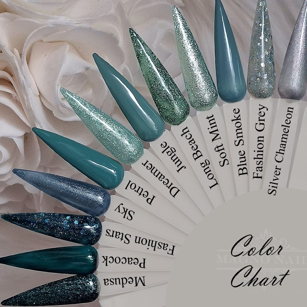 Dunkel Mint Blau Grau Glitter Glitzer Farbpalette Farbtips Nageltips Nägel