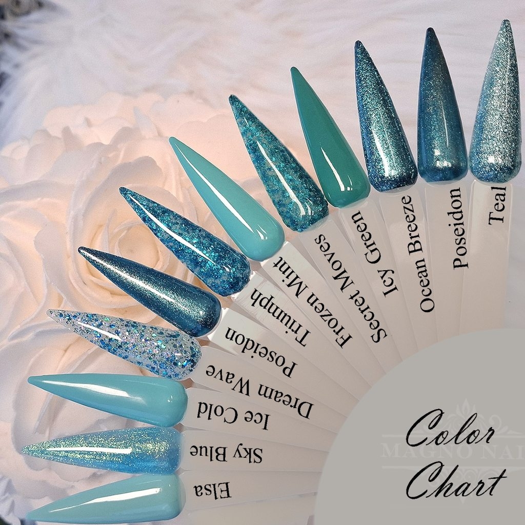 Farbgel Palette Gelauftrag mint blau Glitter