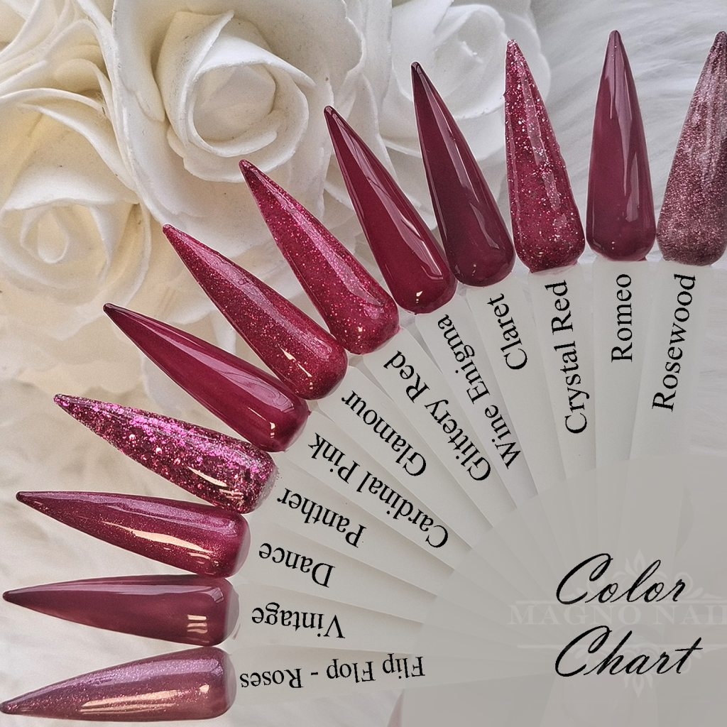 Farbpalette Nail Palette Karte Nageldesign Weinrot Pink Dunkelpink