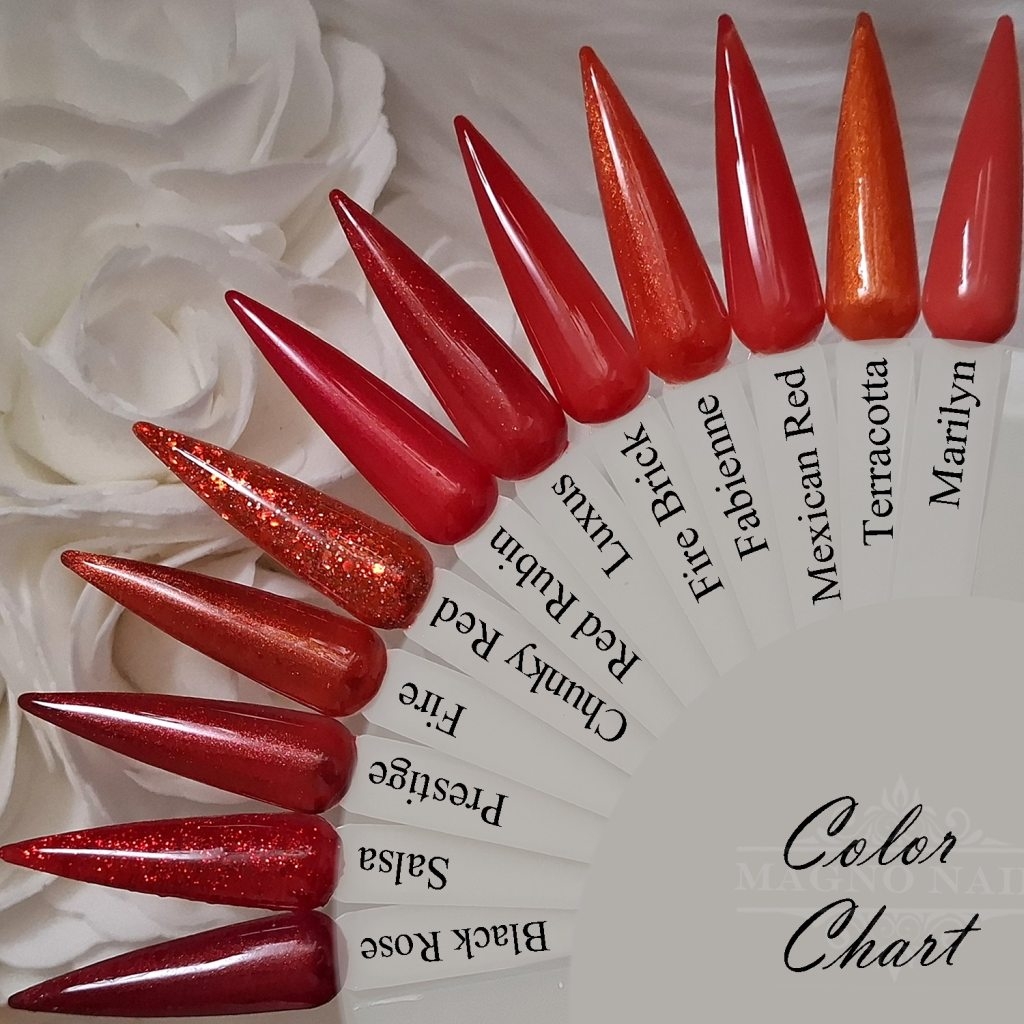 Rot Feuerrot Glitter Glitzer Perl Metallic Farbpalette Farbtips Nageltips Nägel deckend