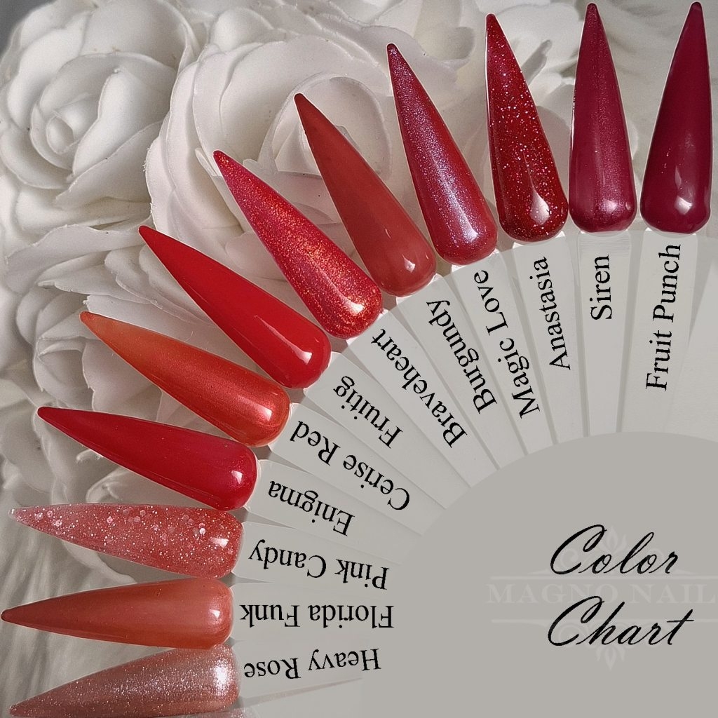 Nail Color Chart Red - Farbpalette Nägel