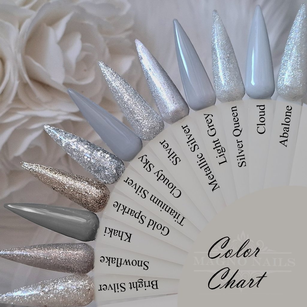Grau Weiß Silver gold Chrome Glitter Glitzer Farbpalette Nägel Tips Nageldesign
