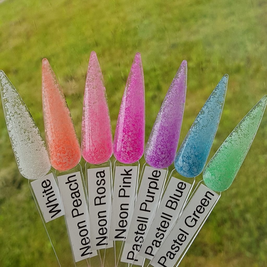 Farpalette - Fartips aufgetragen - Prösentationstips - Sommerfarben Pailetten Gel Confetti