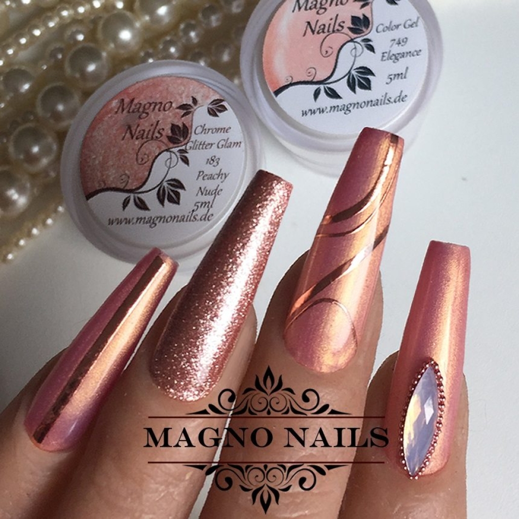 Beige Rosegold Glitter Herbstnägel Nageldesign Ideen - Nails