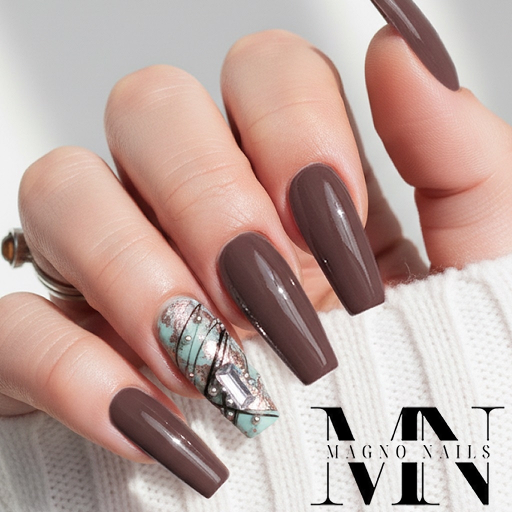Braune Nägel - Nails - Nageldesign mit Spider Gel