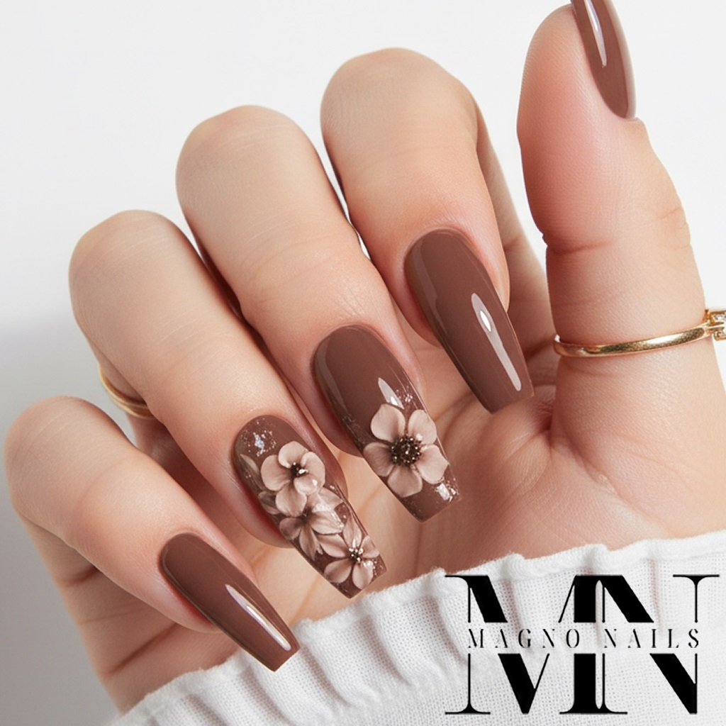 Braune Luxus Nägel - Nageldesign mit 3D Designs aus 4D Plasteline