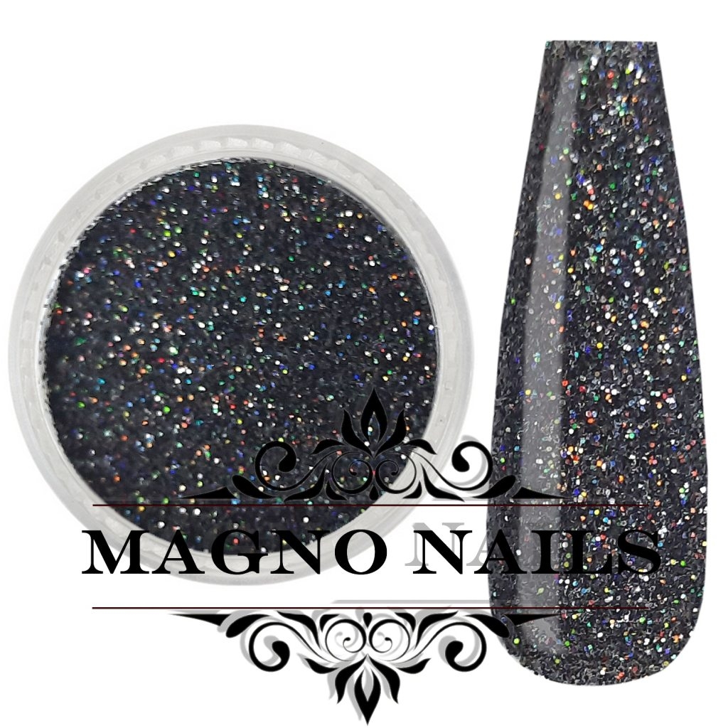 Nail Art Glitterpuder anthrazit hologramm fein Nägel Nail art Nailart Nageldesign Nagel