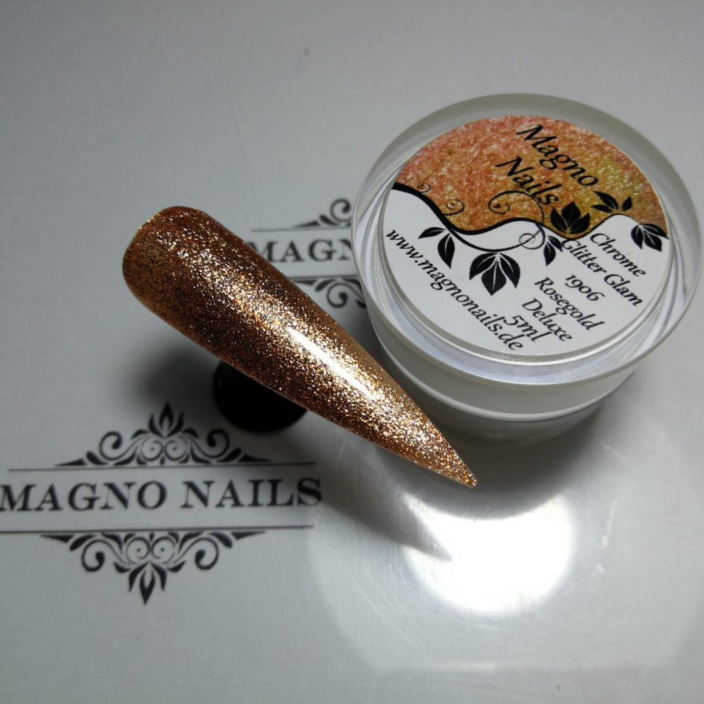UV Gel - 1906 - Chrome Glitter Glam Gel - Rosegold Deluxe