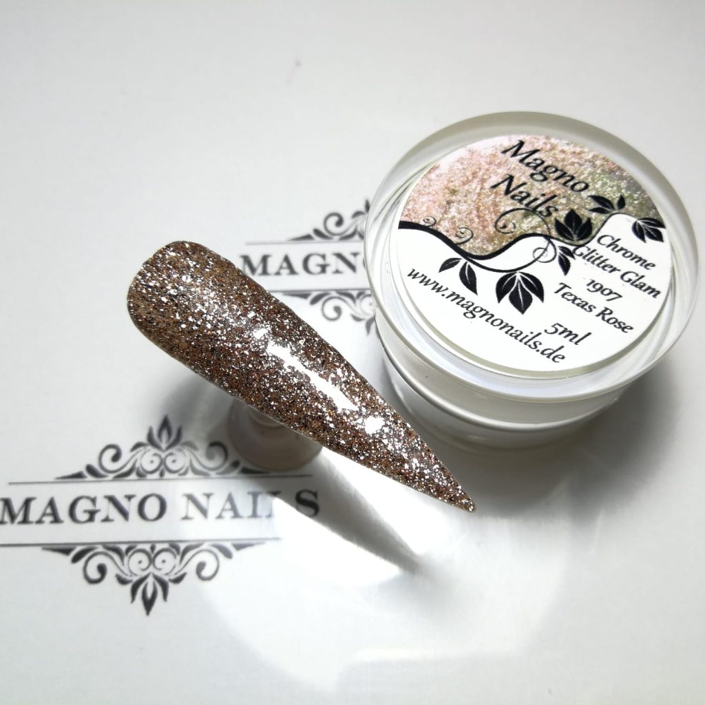 UV Gel - 1907 - Chrome Glitter Glam Gel - Texas Rose