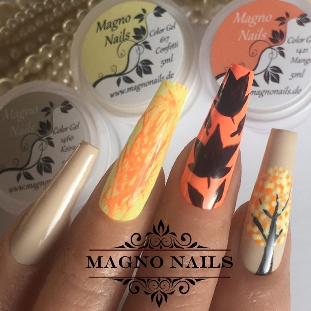 Naildesign Ideen - Herbst Nägel Braun Orange Nude
