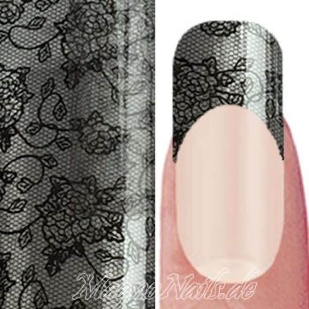 Nail Art Transfer Folie 1m - Nail Foil - Lace Black Nagelfolie Nageldesign Folie Tranferfolie Nailart