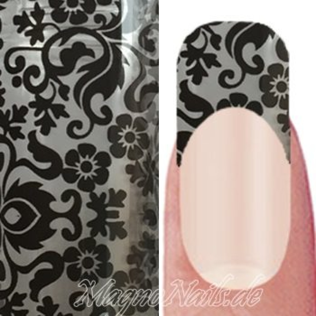 Nail Art Transfer Folie 1m - Nail Foil - Lace Black Nagelfolie Nageldesign Folie Tranferfolie Nailart