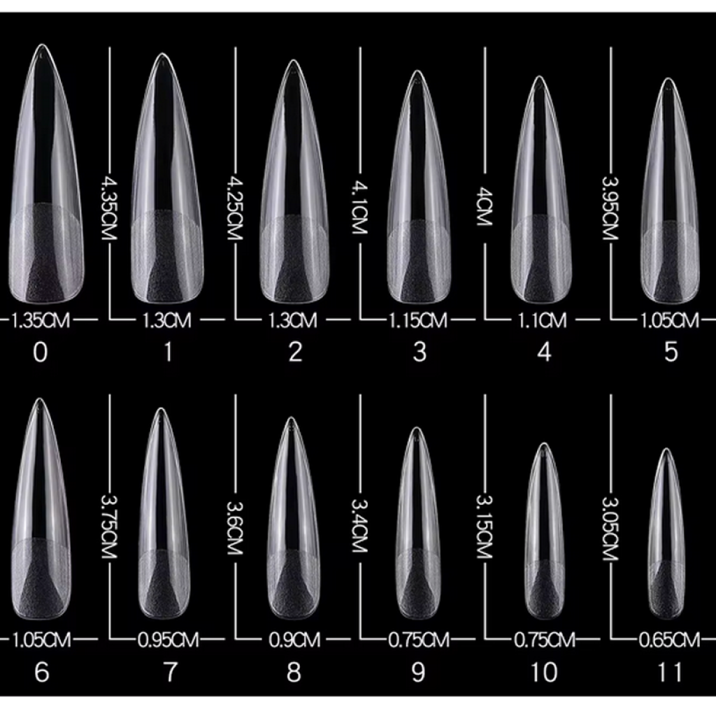 Long Fullcover Stiletto Tips in einer Box klar