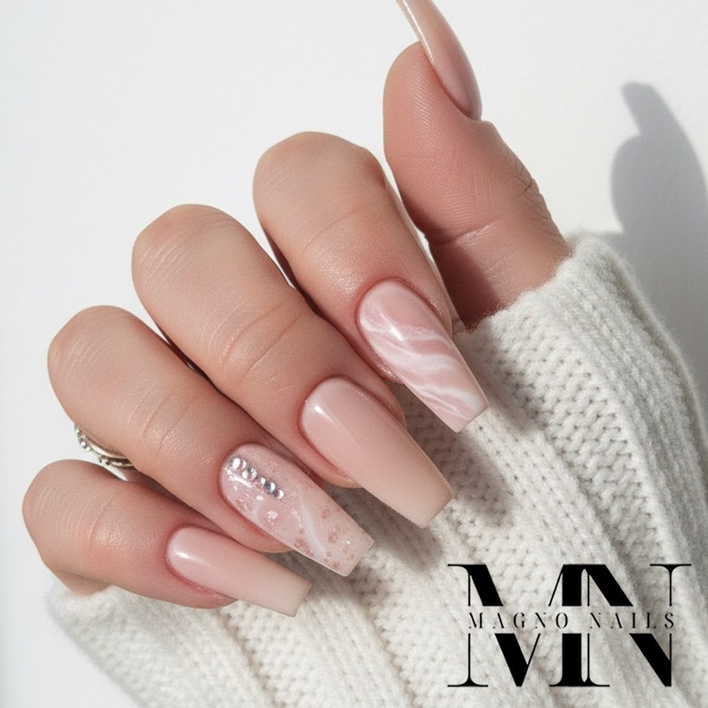 Marmor Nageldesign - Luxus Nägel Marble Make UP Gel