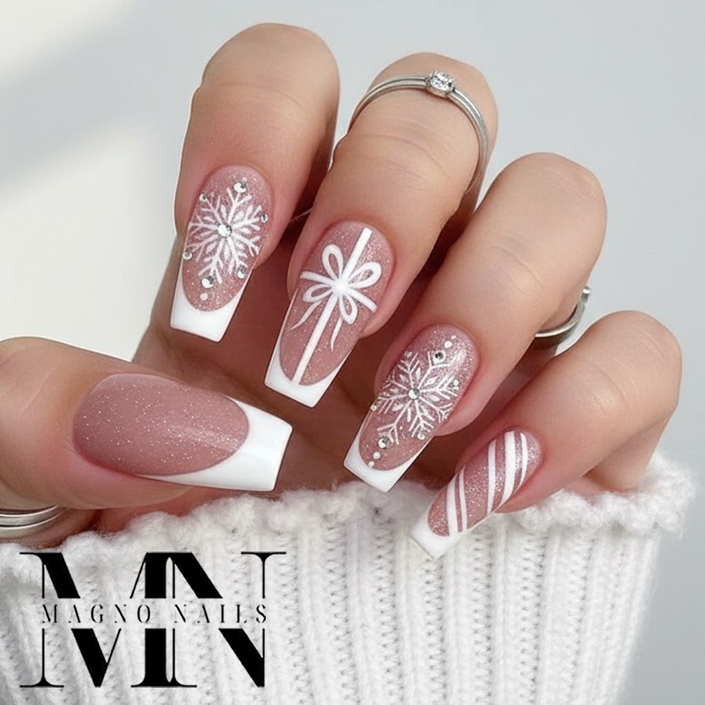 Winter Flash Nägel - Schleife Disco Make Up Gel
