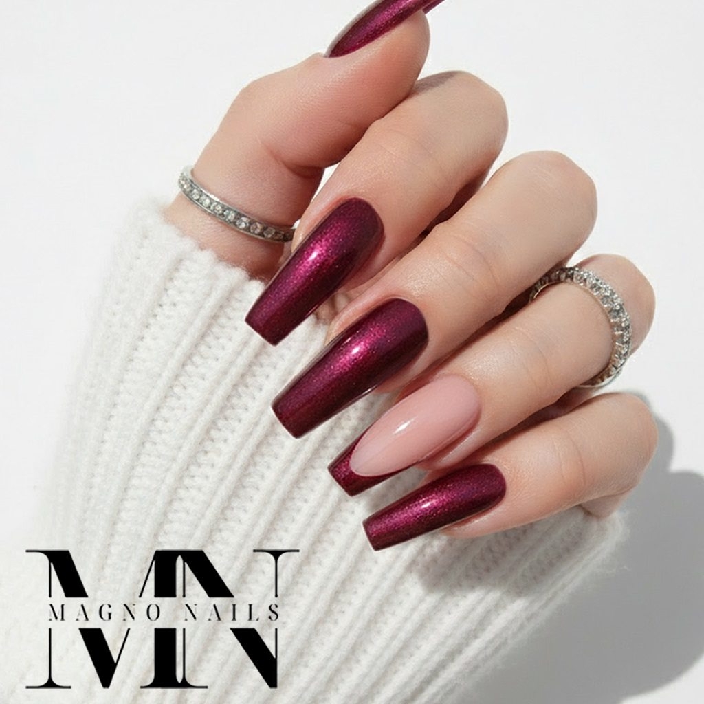 Naildesign Ideen - Dunkelpink Rot Pink Nägel