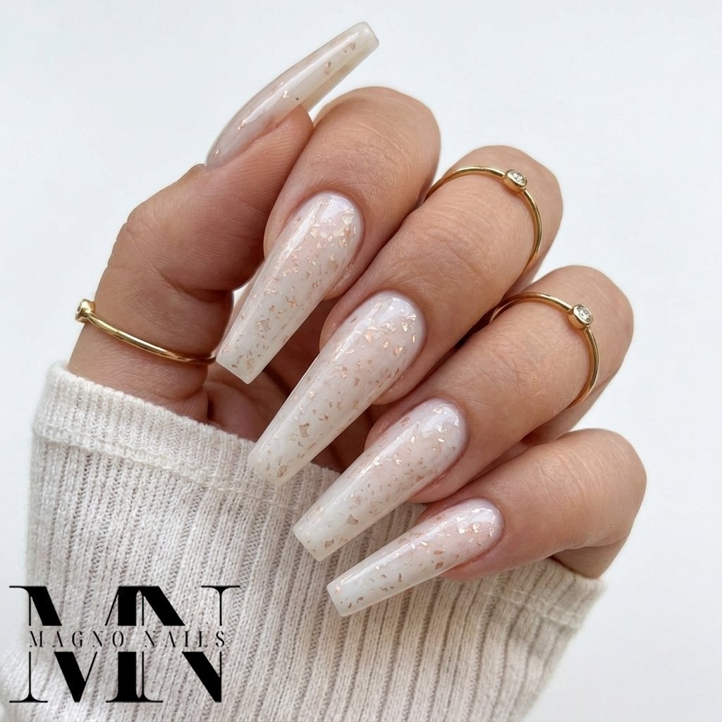 Nageldesign Idee mit Mamor Gel gold