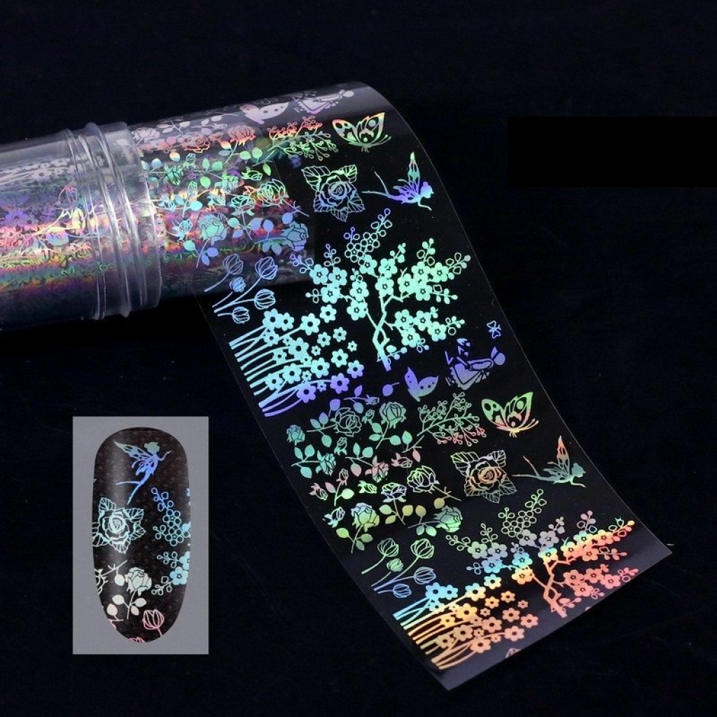 Nail Art Transfer Folie 1m - Nail Foil - Holographic Nagelfolie Nageldesign Folie Tranferfolie Nailart