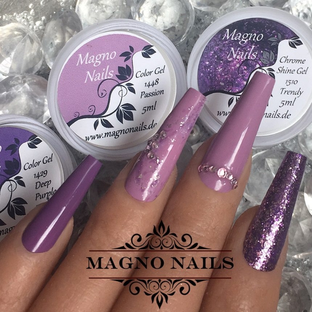 Naildesign Ideen - Herbst Nägel Braun Lila Flieder Glitter