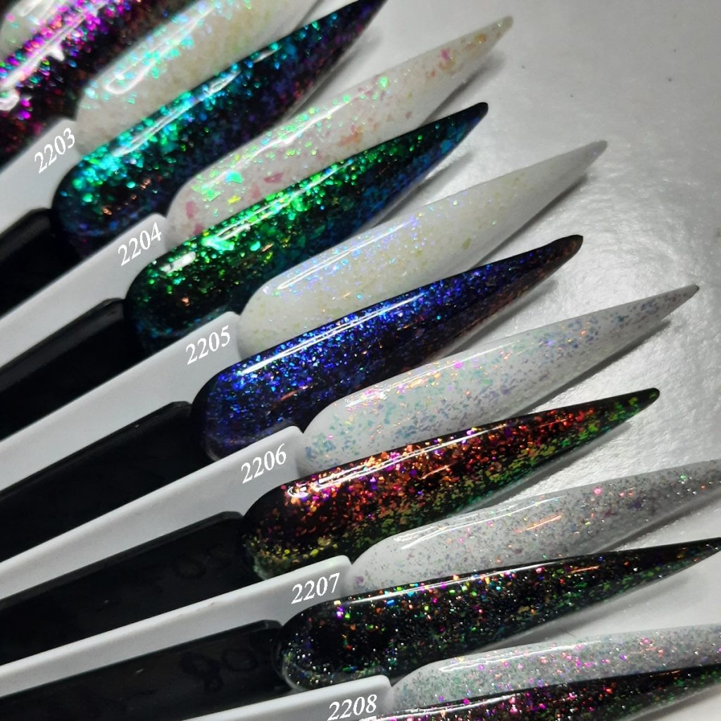 Aurora Gliltter Flocken in einem UV Gel