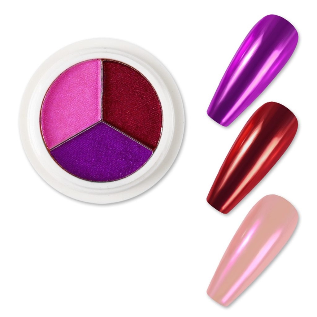 3 x Perlglanz - Chrome Pigment - Nail Art Powder