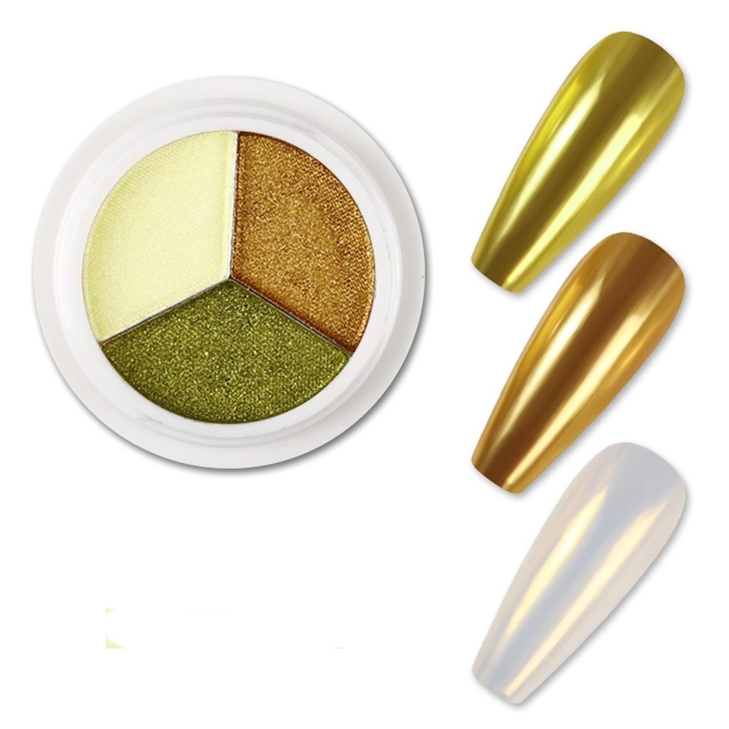 3 x Perlglanz - Chrome Pigment - Nail Art Powder