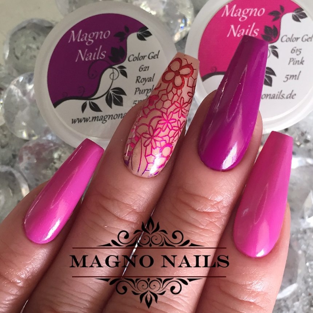Naildesign Ideen - Sommer Nägel Lila Violett Pink Hologramm Glitter