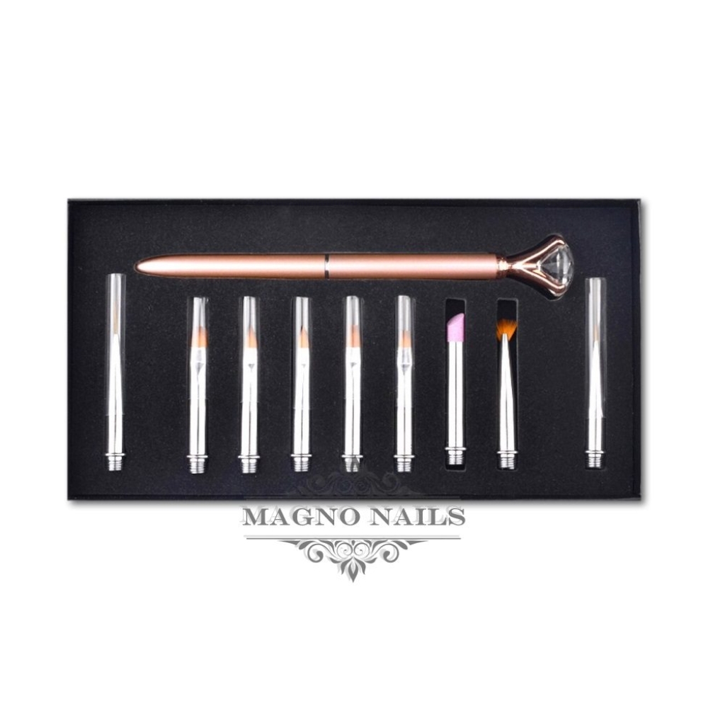 Edle Pinsel Set Nageldesign Rosegold