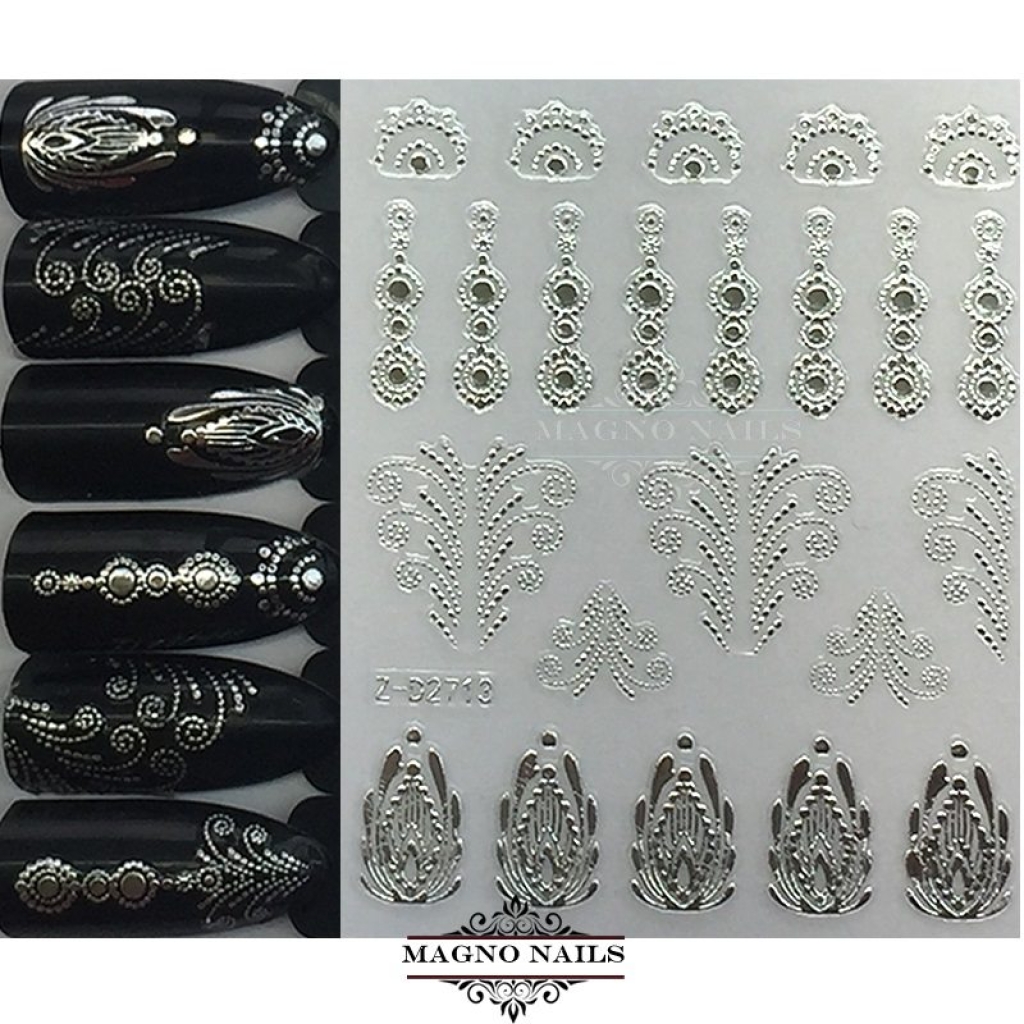3D Metallic Nail Sticker - silber Seblstklebende Aufkleber Nagelsticker Nagelaufkleber