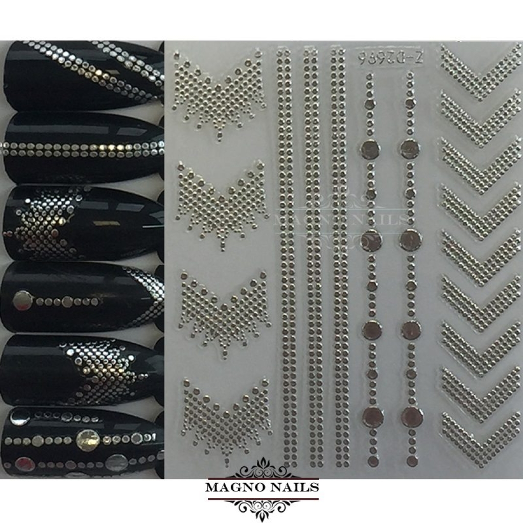 3D Metallic Nail Sticker - silber Seblstklebende Aufkleber Nagelsticker Nagelaufkleber