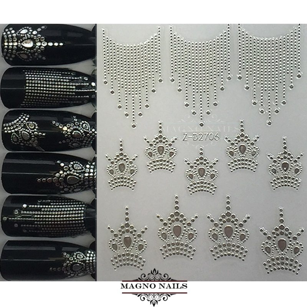 3D Metallic Nail Sticker - silber Seblstklebende Aufkleber Nagelsticker Nagelaufkleber