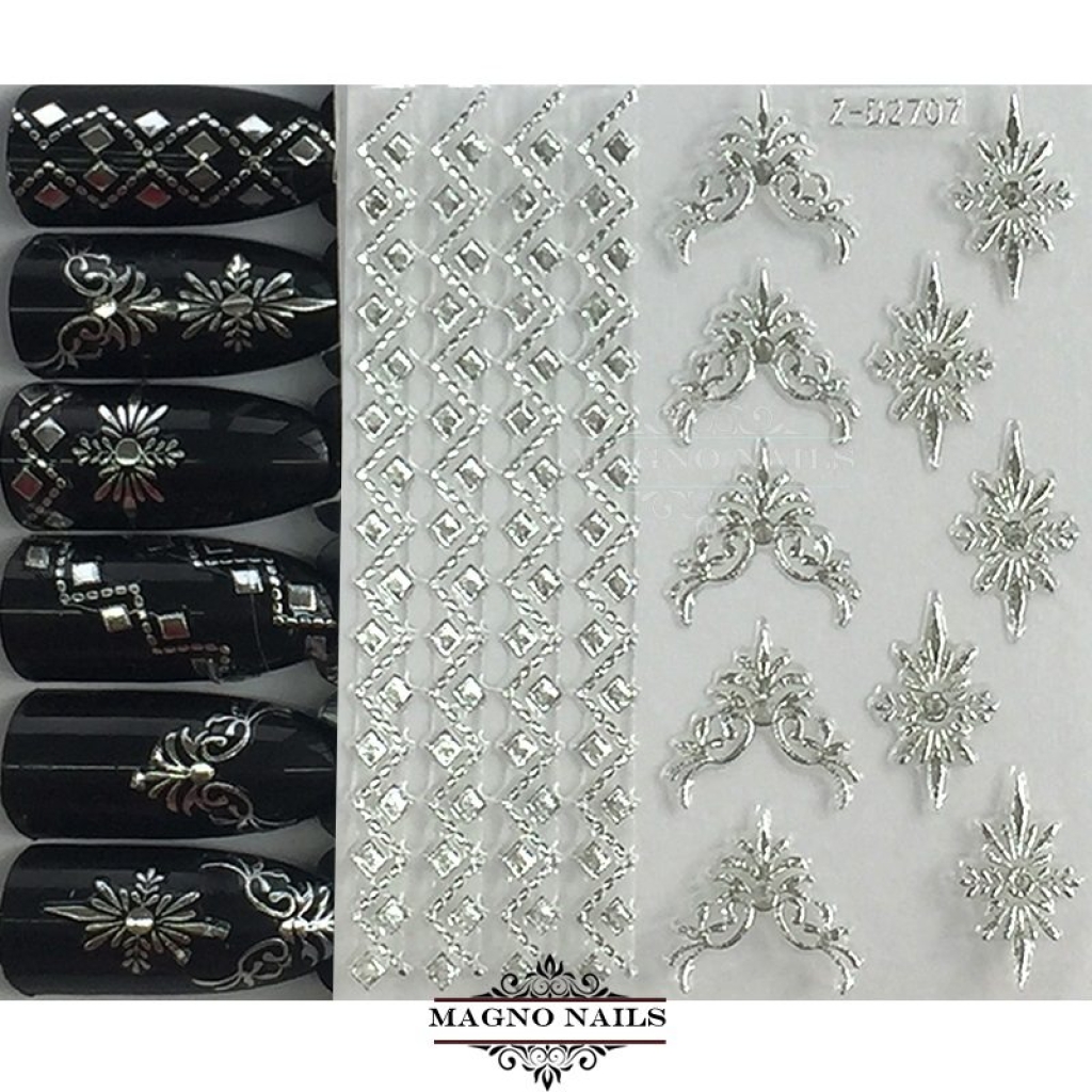 3D Metallic Nail Sticker - silber Seblstklebende Aufkleber Nagelsticker Nagelaufkleber