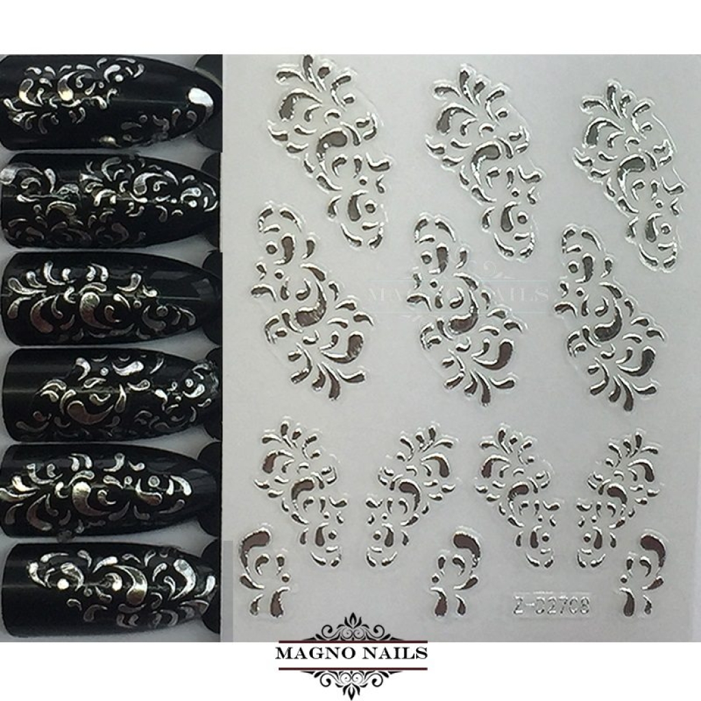 3D Metallic Nail Sticker - silber Seblstklebende Aufkleber Nagelsticker Nagelaufkleber