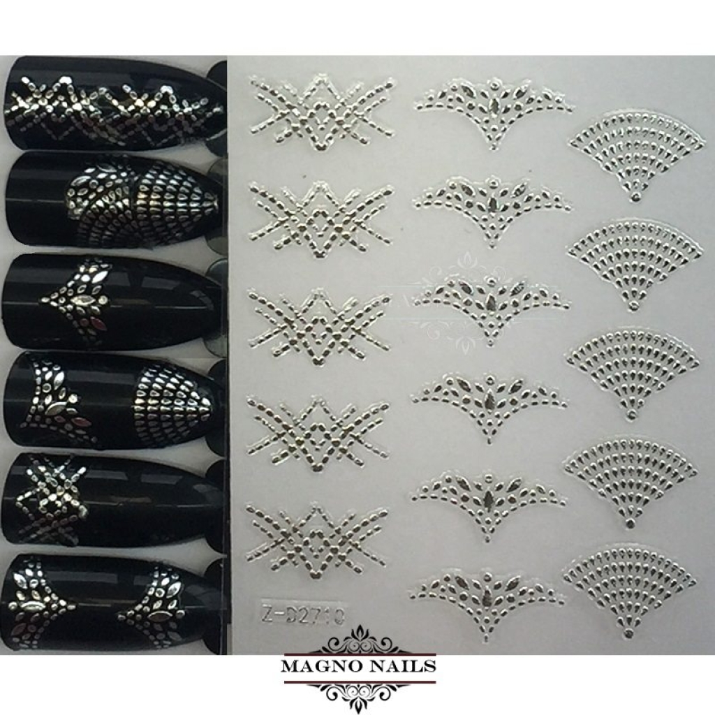 3D Metallic Nail Sticker - silber Seblstklebende Aufkleber Nagelsticker Nagelaufkleber