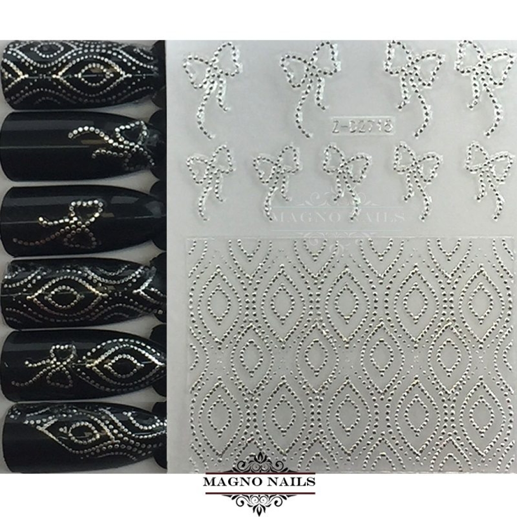3D Metallic Nail Sticker - silber Seblstklebende Aufkleber Nagelsticker Nagelaufkleber
