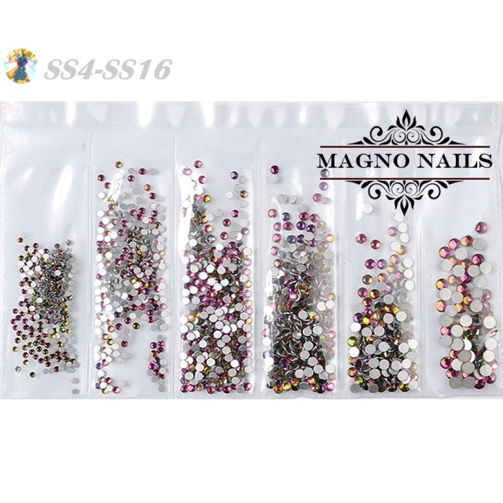 Glas Strasssteine rund - Pink AB Nail Art Nails Nagel Nögel Nailart